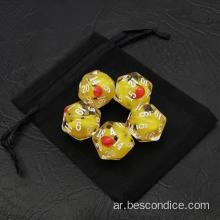 Bescon Yellow Duck 20 Sides Side من 5 ، مجموعة Duck D20 5pcs